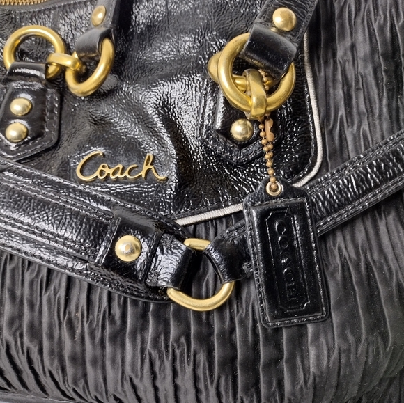 Black pleated Coach purse - Picture 2 of 9